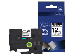 ブラザー ラベルプリンター用マットテープ12mm 白(つや消し) 黒